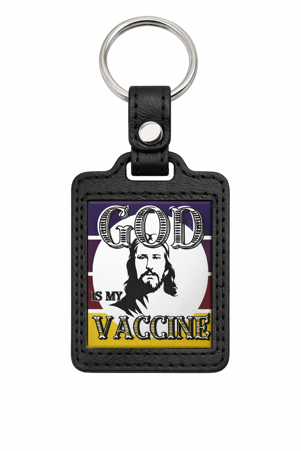 God Is My Vaccine – Premium Engraved Leather Keychain (1 Corinthians 2:5)