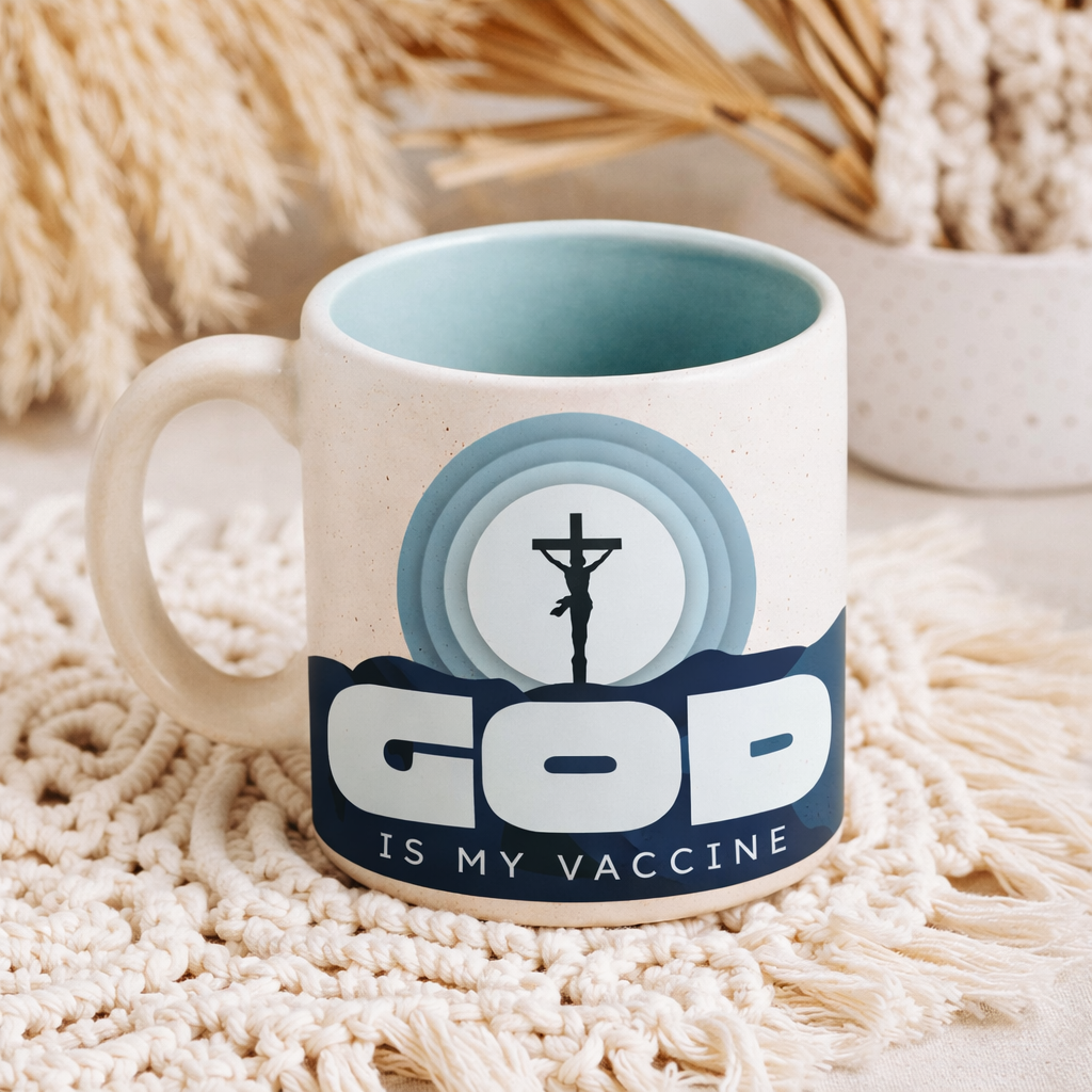 God Is My Vaccine – Faith Mug (1 Corinthians 2:5 Edition)
