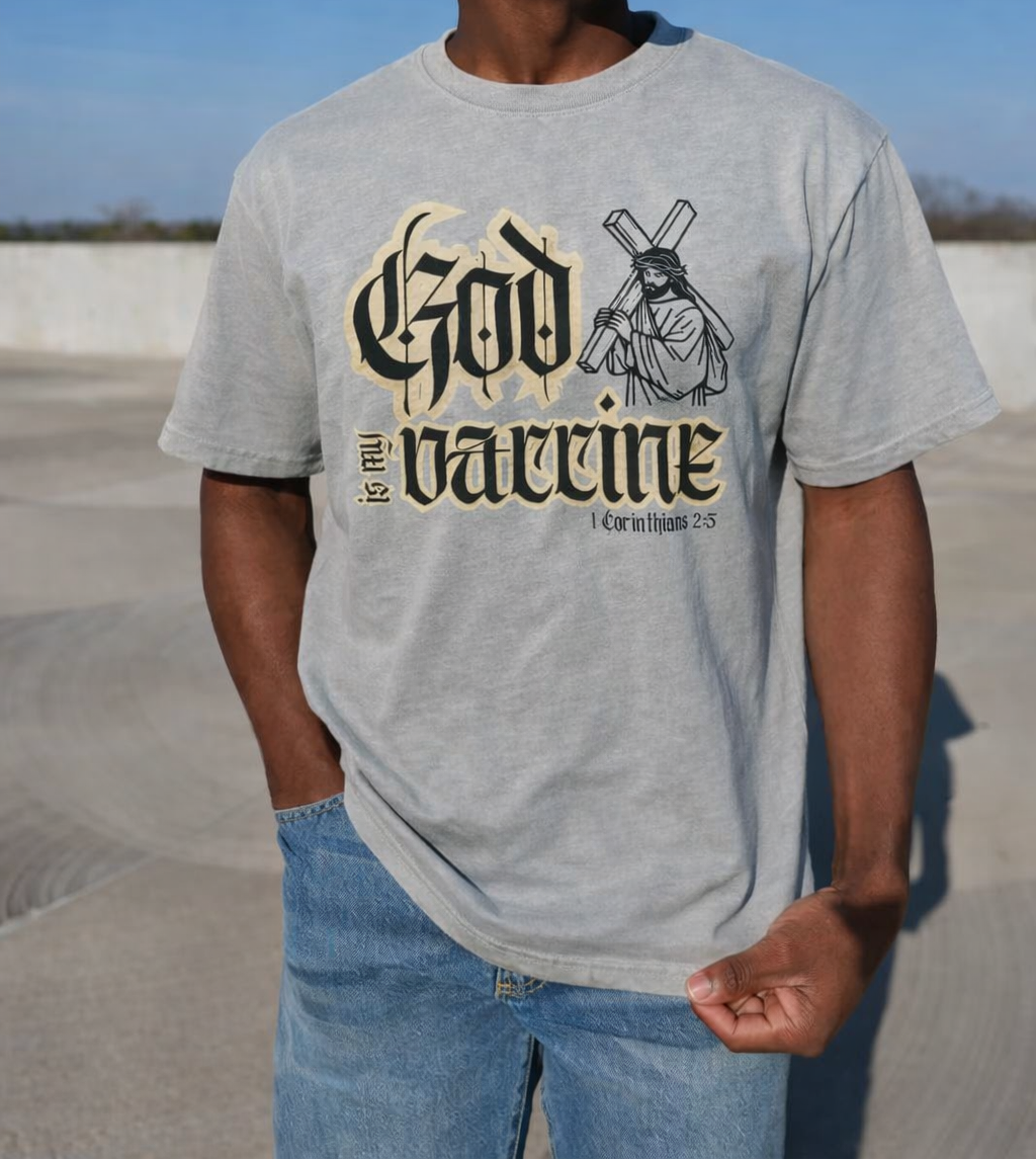 God Is My Vaccine | Washed Vintage Christian Tee