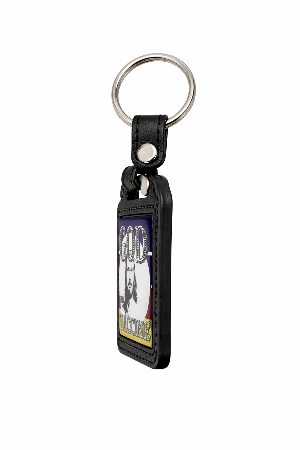 God Is My Vaccine – Premium Engraved Leather Keychain (1 Corinthians 2:5)
