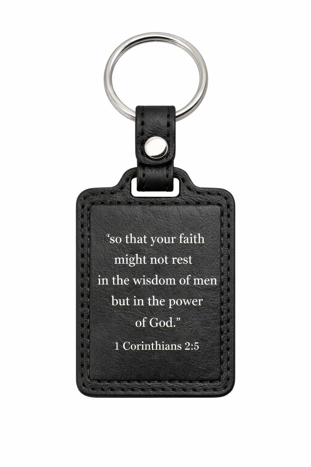 God Is My Vaccine – Premium Engraved Leather Keychain (1 Corinthians 2:5)