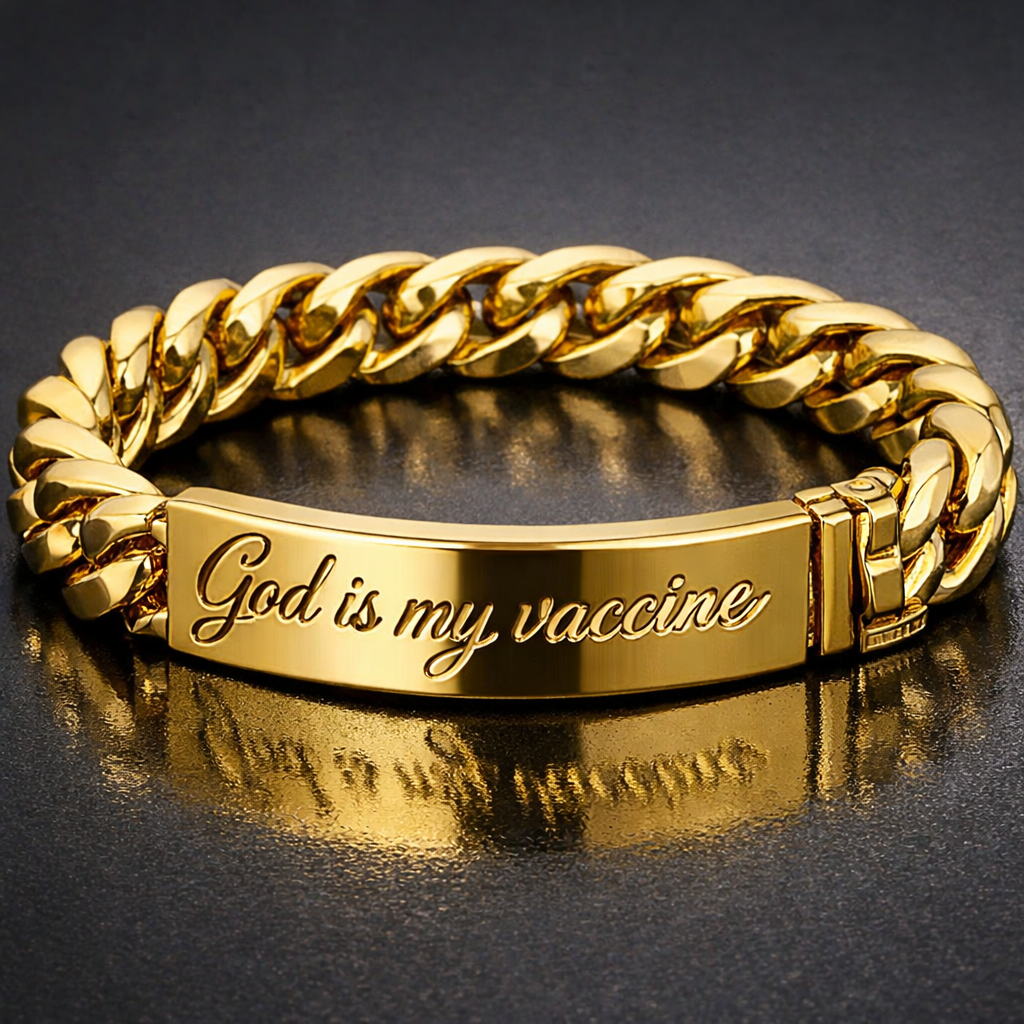 God Is My Vaccine™ Heavy Gold Plate Bracelet (Men’s Edition)