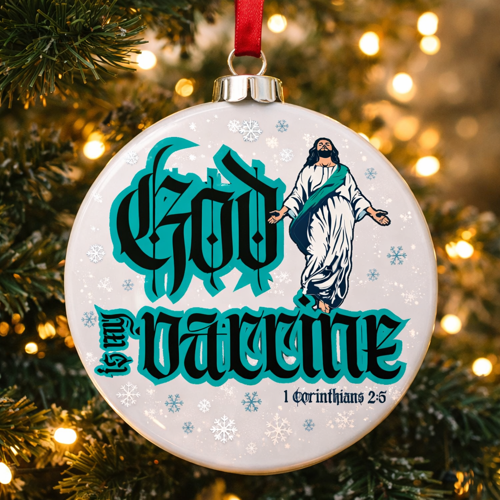 God Is My Vaccine™ Scripture Christmas Ornament