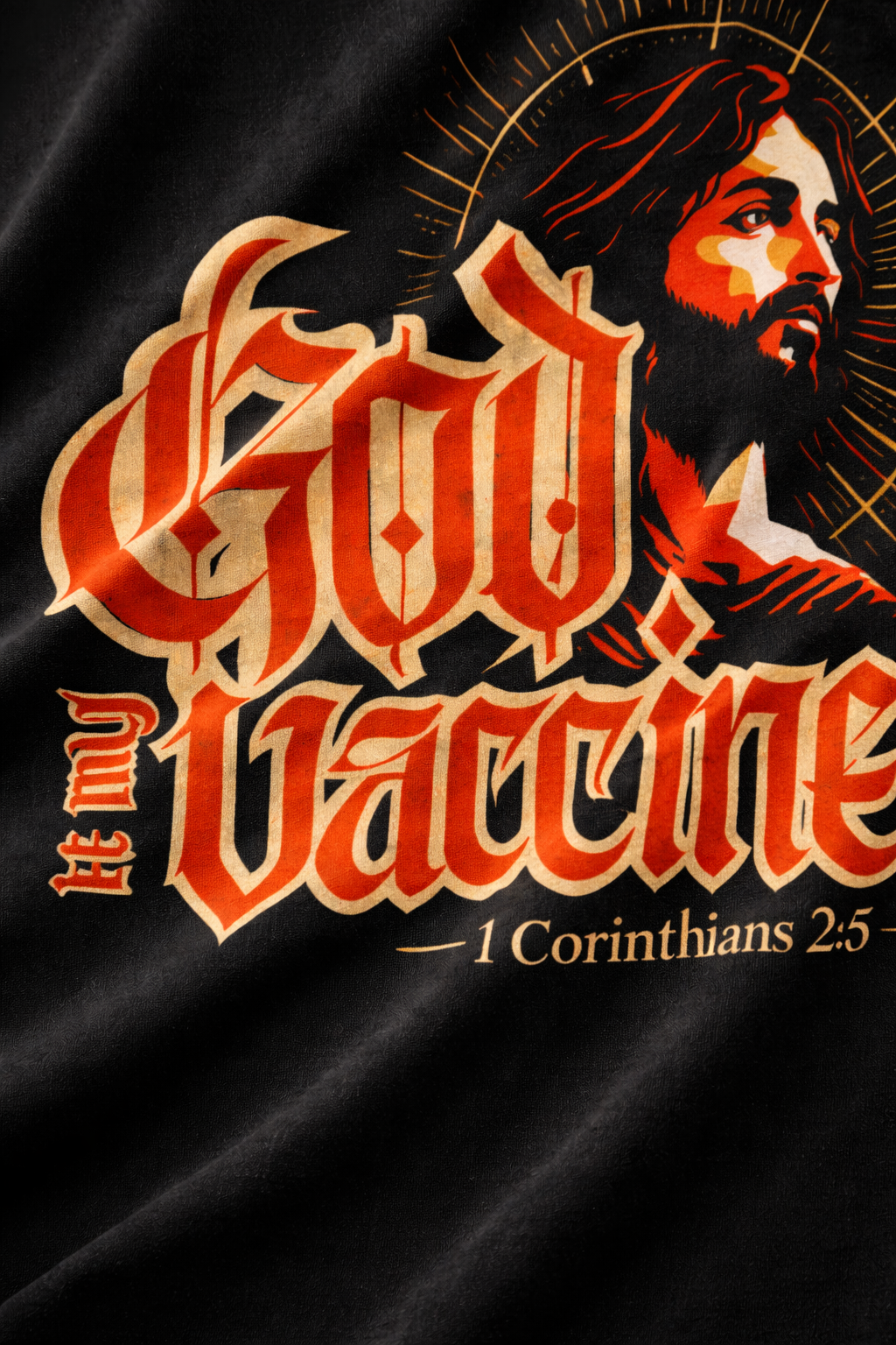 God Is My Vaccine Statement Tapestry – Black Edition